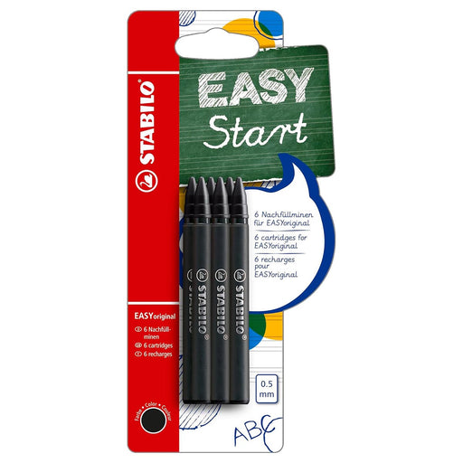 STABILO EASYoriginal Handwriting Rollerball Pen Black Refill Cartridges (6 Pack)