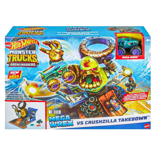 Hot Wheels Monster Trucks Arena Smashers Mega Wrex vs Crushzilla Takedown Playset