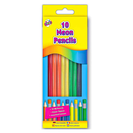 Artbox 10 Neon HB Pencils with Eraser Tips