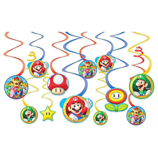 Super Mario Swirl Decorations (12 Pack)