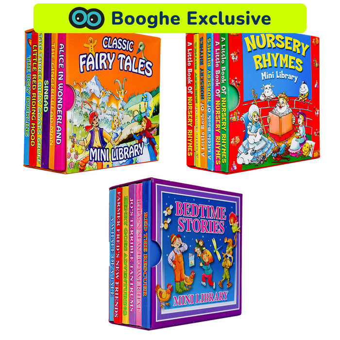 Classic Fairy Tales - Nursery Rhymes - Bedtime Stories - Mini Library Board Books 3 Sets of 6