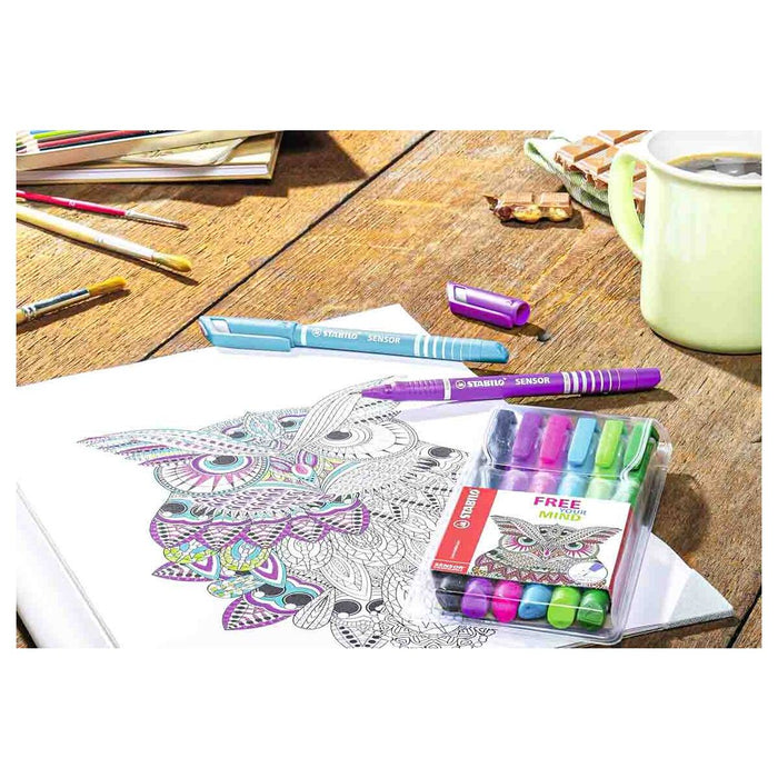 STABILO SENSOR F fineliner Pens Light Green, Turquoise, Pink, Lilac (4 Pack)