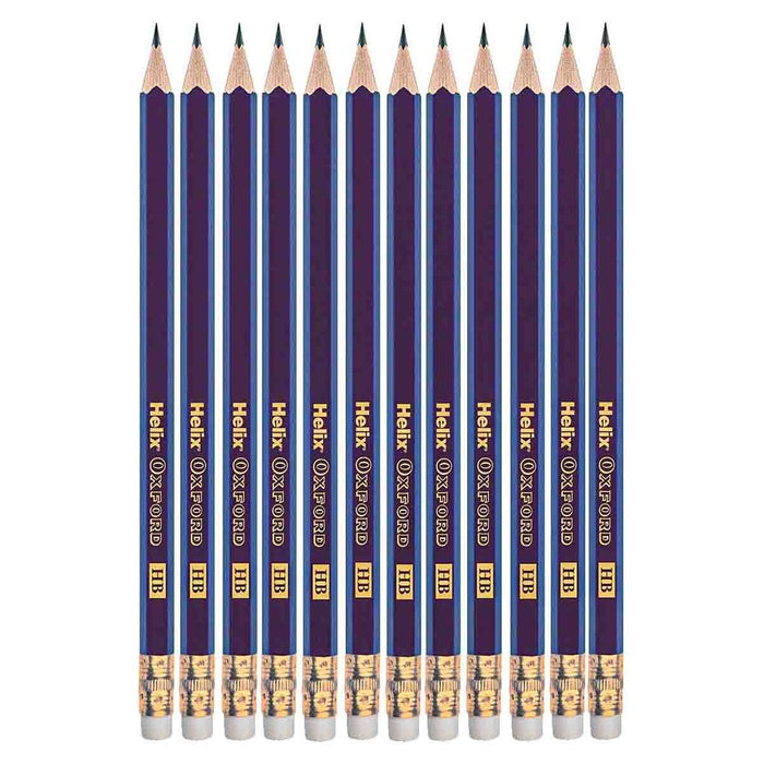 Helix Oxford HB Eraser Tipped Pencils Box of 12