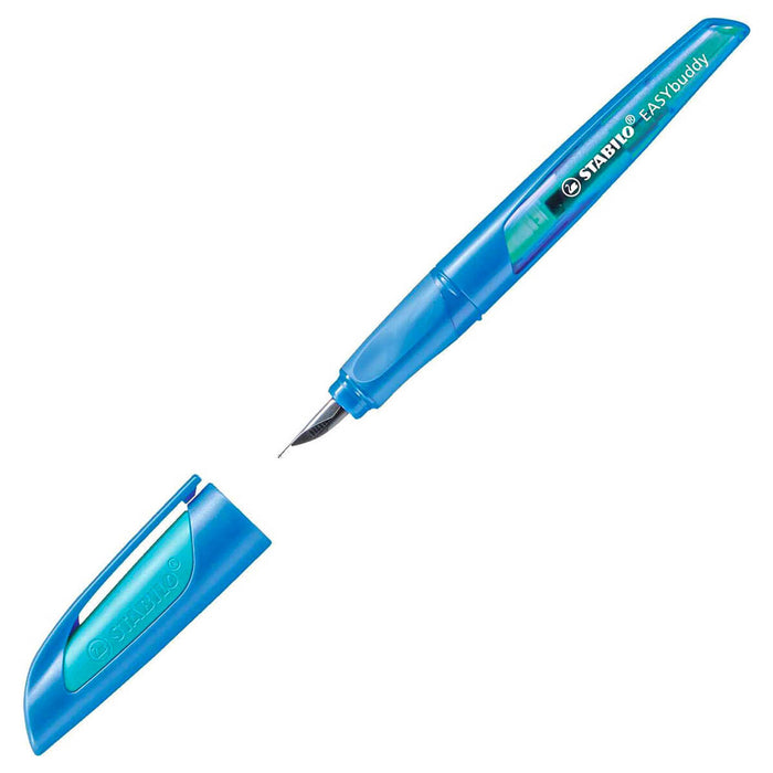 STABILO EASYbuddy Ergonomic Refillable School Fountain Pen 'L' Nib Blue Left Handed Grip