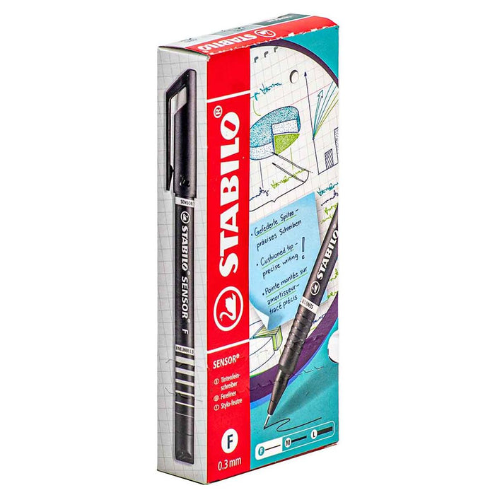 STABILO SENSOR F fineliner Pens Black (10 Pack)