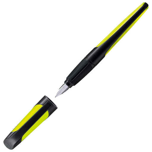 STABILO EASYbuddy Ergonomic Refillable School Fountain Pen 'L' Nib Black and Lime Left Handed Grip