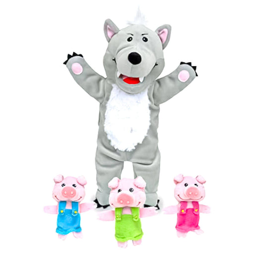 Fiesta Crafts Big Bad Wolf with Three Little Pigs Hand & Finger Puppet Set