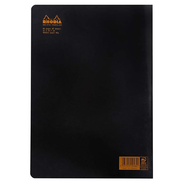 Rhodia Black A4 Notebook Squared 96 Pages