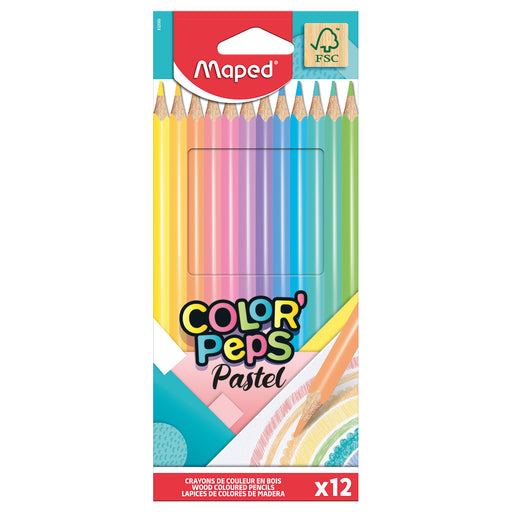 Maped Color Peps Pastel Wood Coloured Pencils (12 Pack)