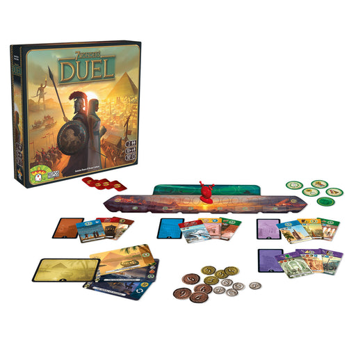 Duel game with cardboard box, and playing cards and pretend money 