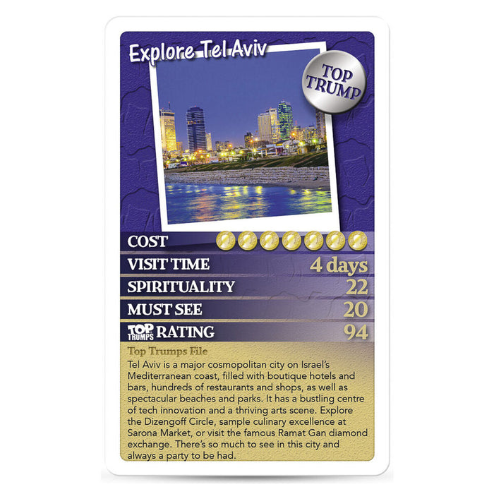 Israel 30 Things To Do Top Trumps Card Game