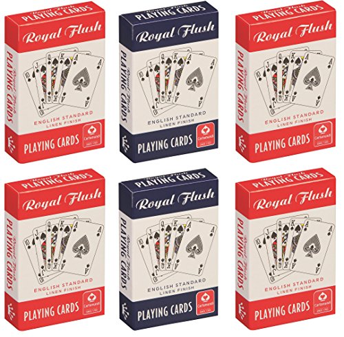 Royal Flush Linen Finish Premium Playing Cards (6 Decks, 3 Red & 3 Blue)