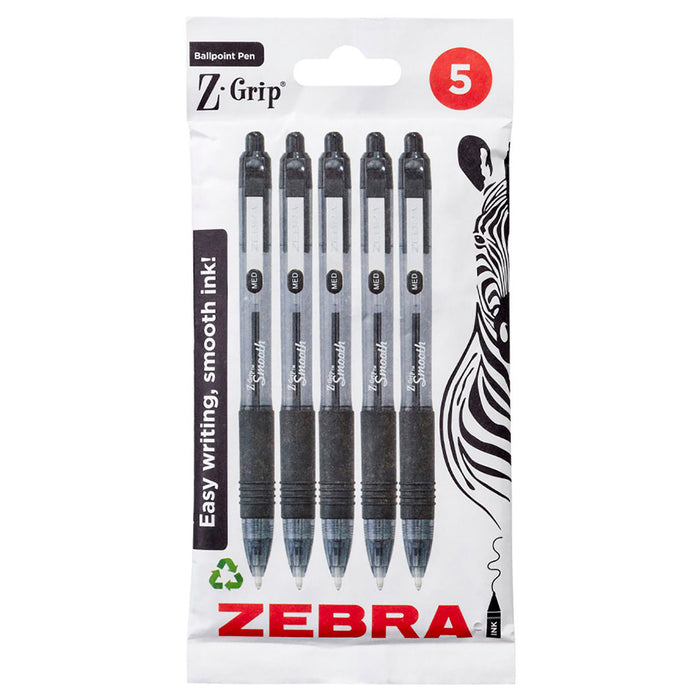 Zebra Pens Z-Grip Smooth Black Ink 5pk