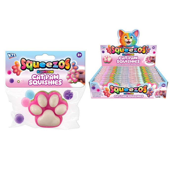Squeezos Rainbow Cat Paw Squishy Toy 1 Piece