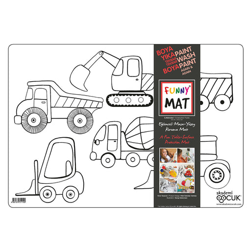 Funny Mat Construction Trucks Colouring Protection Mat