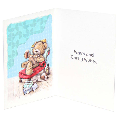 Get Well Soon 'Teddy Bear Relaxing' Greetings Card