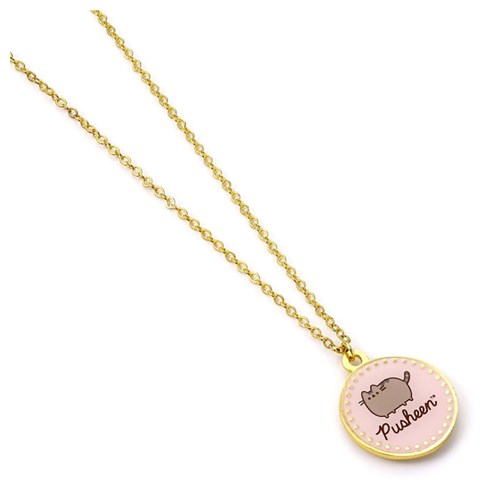 Pusheen the Cat Logo Pink Enamel Necklace