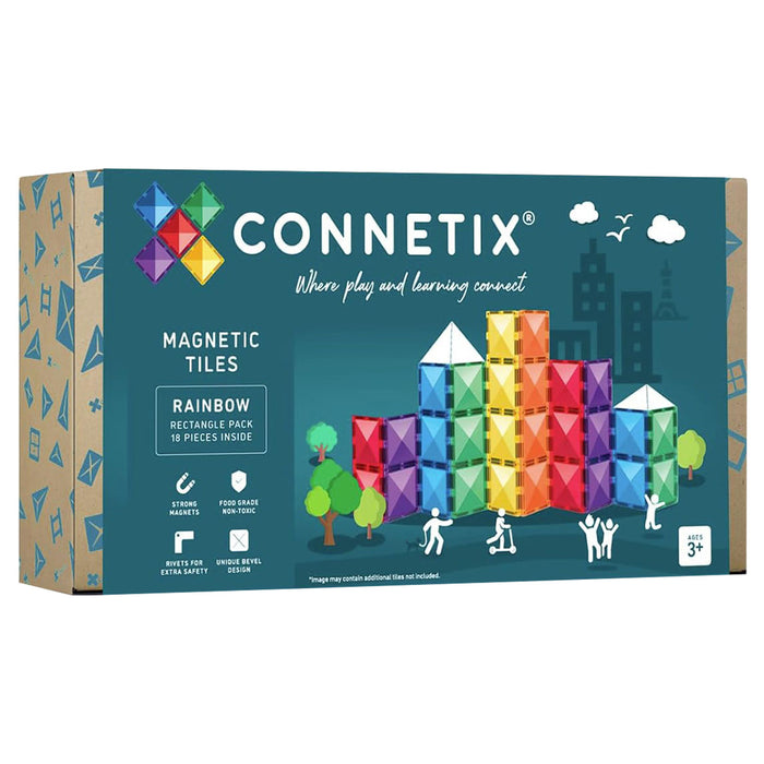 Connetix Magnetic Tiles Rainbow Rectangle Pack 18 Pieces