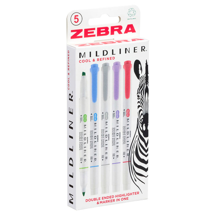 Zebra Mildliner 5 Pack Cool & Refined Pens