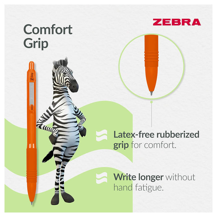 Zebra Pen Z- Grip Smooth Rainbow Barrel Set Black Ink 7pk