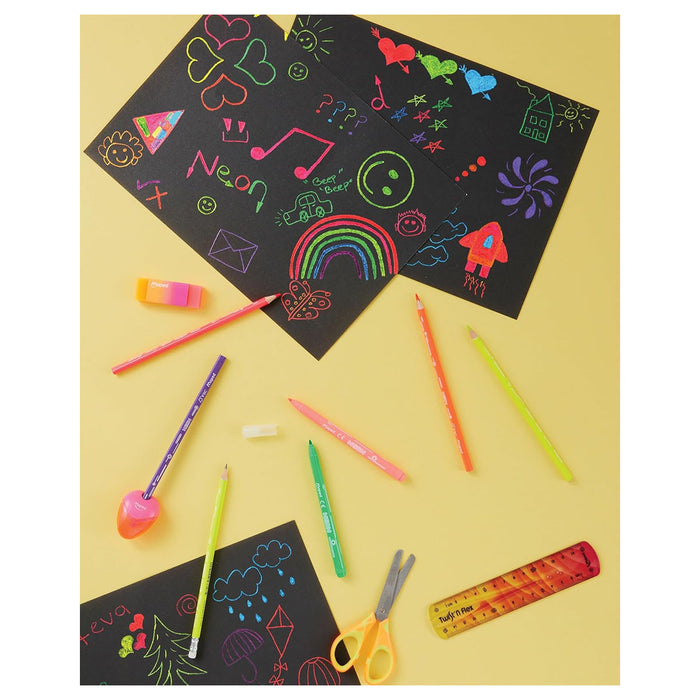 Maped NEON Coloured Pencils - Pack of 12 Neon Effect Colouring Pencils 