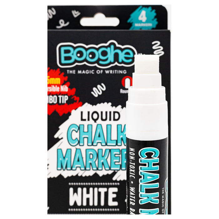 White Chalk Markers Jumbo Tip 15mm 4 Pack