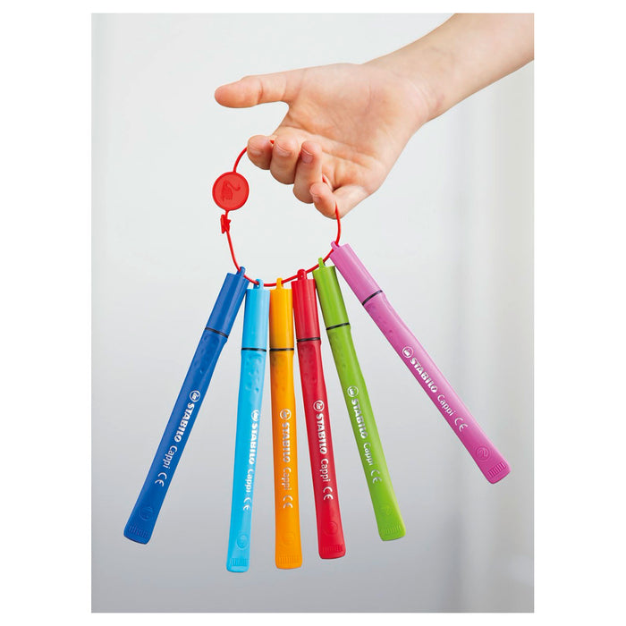STABILO Cappi PAW Patrol Fibre-Tip Pens Assorted Colours and One Cap-Ring (12 Pack)