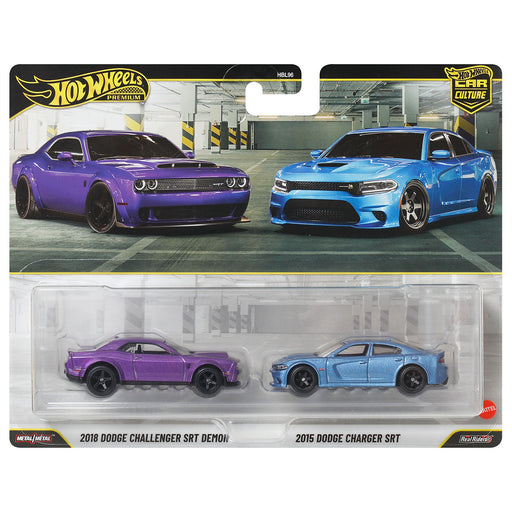 Hot Wheels Premium Car Culture: 2018 Dodge Challenger SRT Demon & 2015 Dodge Charger SRT Cars