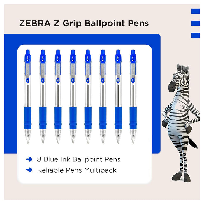 Zebra Z-Grip Ballpoint 8 Pack Blue ink