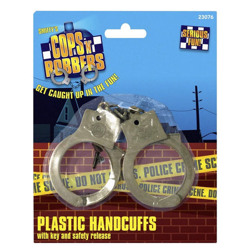 Smiffys Cops 'n' Robbers Plastic Handcuffs with Key and Safety Release