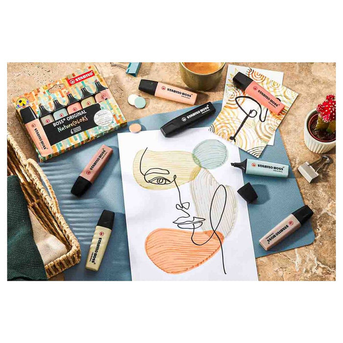 STABILO BOSS ORIGINAL NatureCOLORS Textmarker Mud Green, Sienna, Umber, Black (4 Pack)