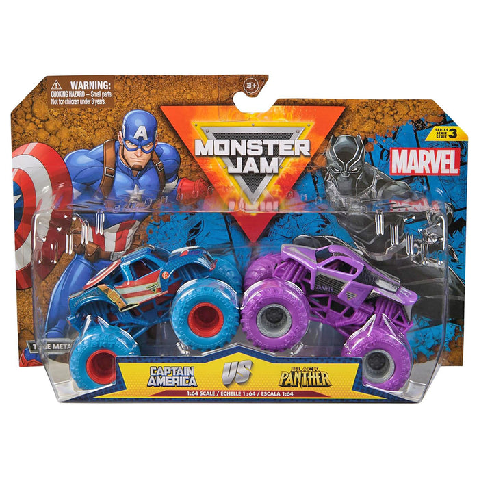 Monster Jam Marvel Captain America Vs Black Panther 1:64 Tucks (2 Pack)