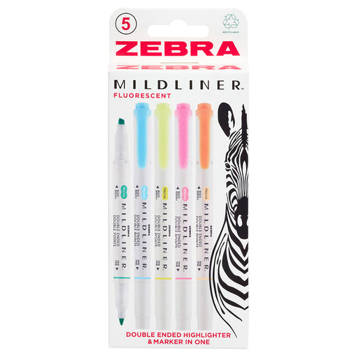 Zebra Mildliner 5 Pack Fluorescent