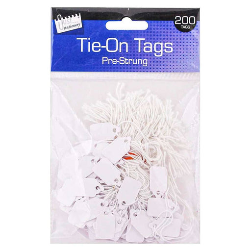 Just Stationery Tie-On Tags Pre-Strung (200 Pack)