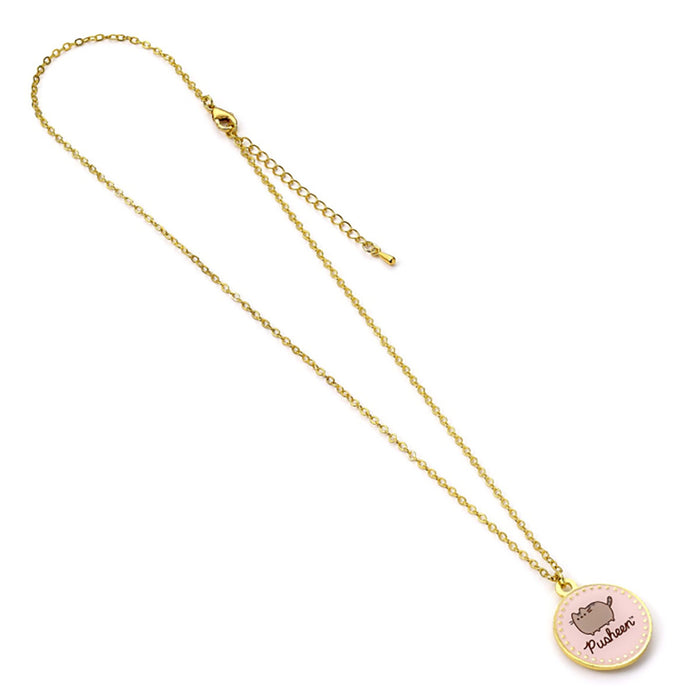 Pusheen the Cat Logo Pink Enamel Necklace