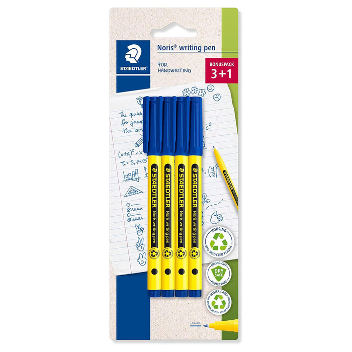 Staedtler Noris Writing Pen Blue Ink (4 Pack) — Booghe