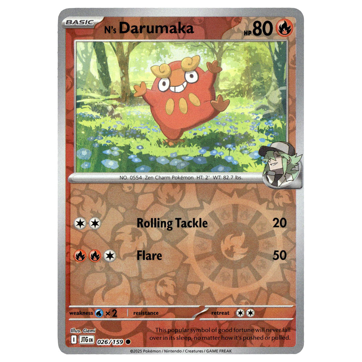 N's Darumaka #026/159 Pokmon SV09: Journey Together Reverse Holo Booghe N's Darumaka #026/159 Pokmon SV09: Journey Together Reverse Holo Booghe
