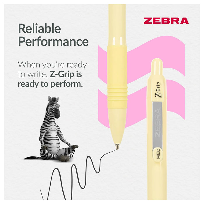 Zebra Pens Z- Grip Smooth Pastel Barrel Black Ink 5pk