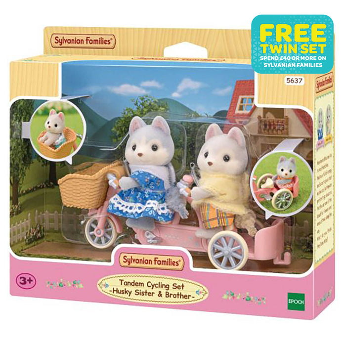 Sylvanian Families Tandem Cycling Set - Husky Sister & Brother