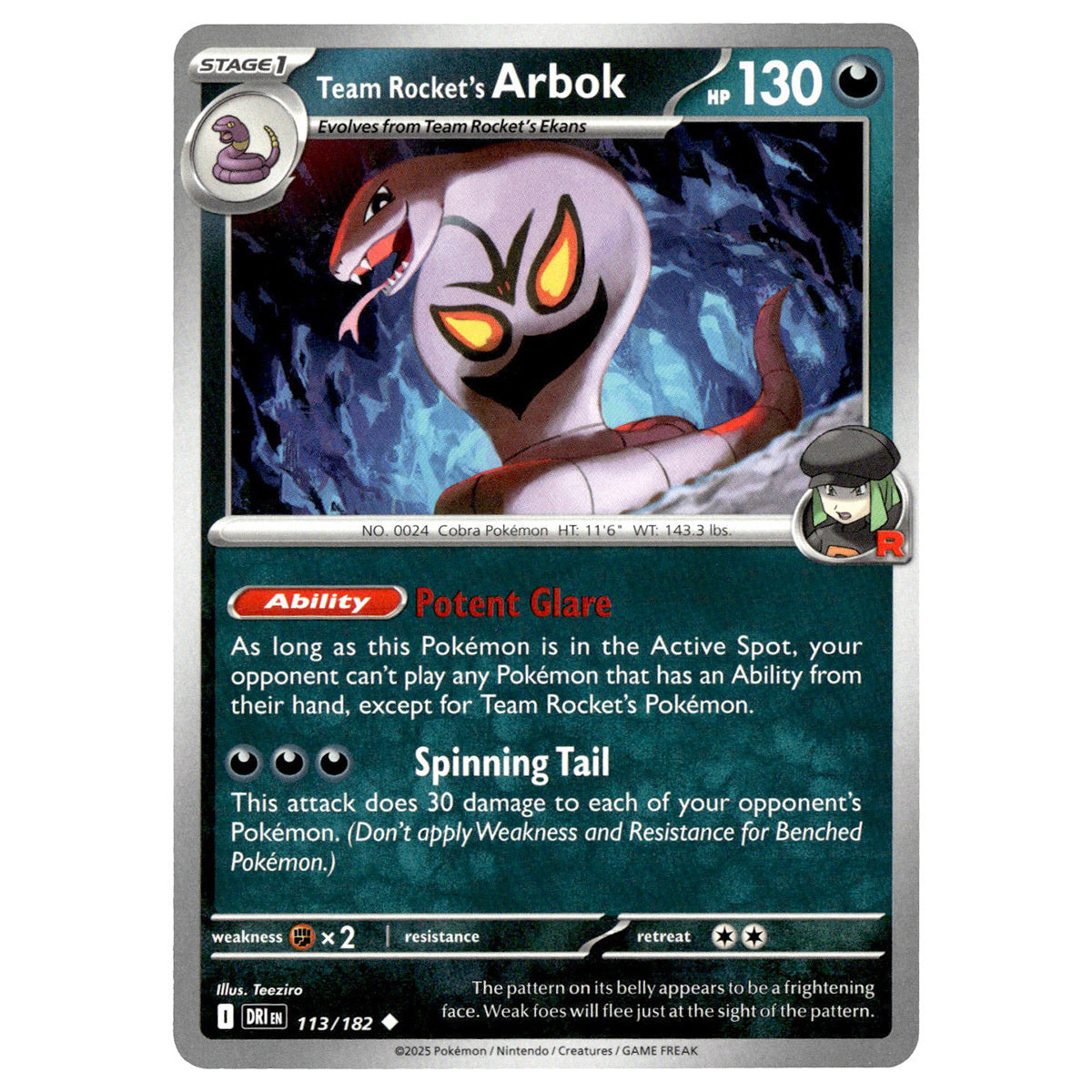 Team Rocket's Arbok #113/182 Pokmon SV10: Destined Rivals Booghe Team Rocket's Arbok #113/182 Pokmon SV10: Destined Rivals Booghe