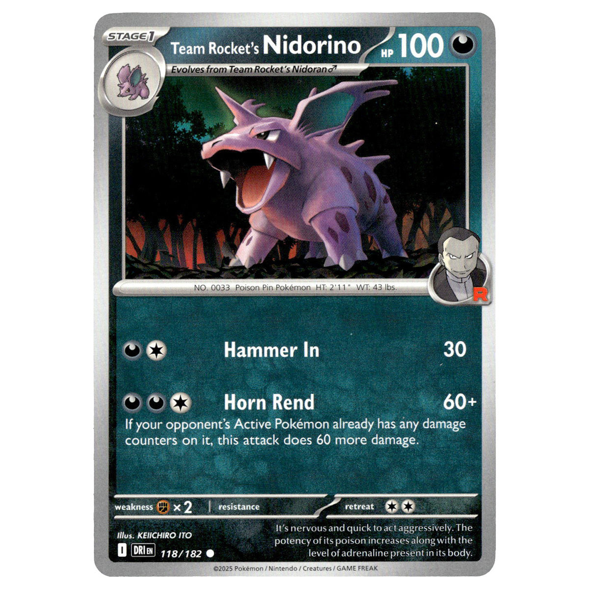 Team Rocket's Nidorino #118/182 Pokémon SV10: Destined Rivals — Booghe