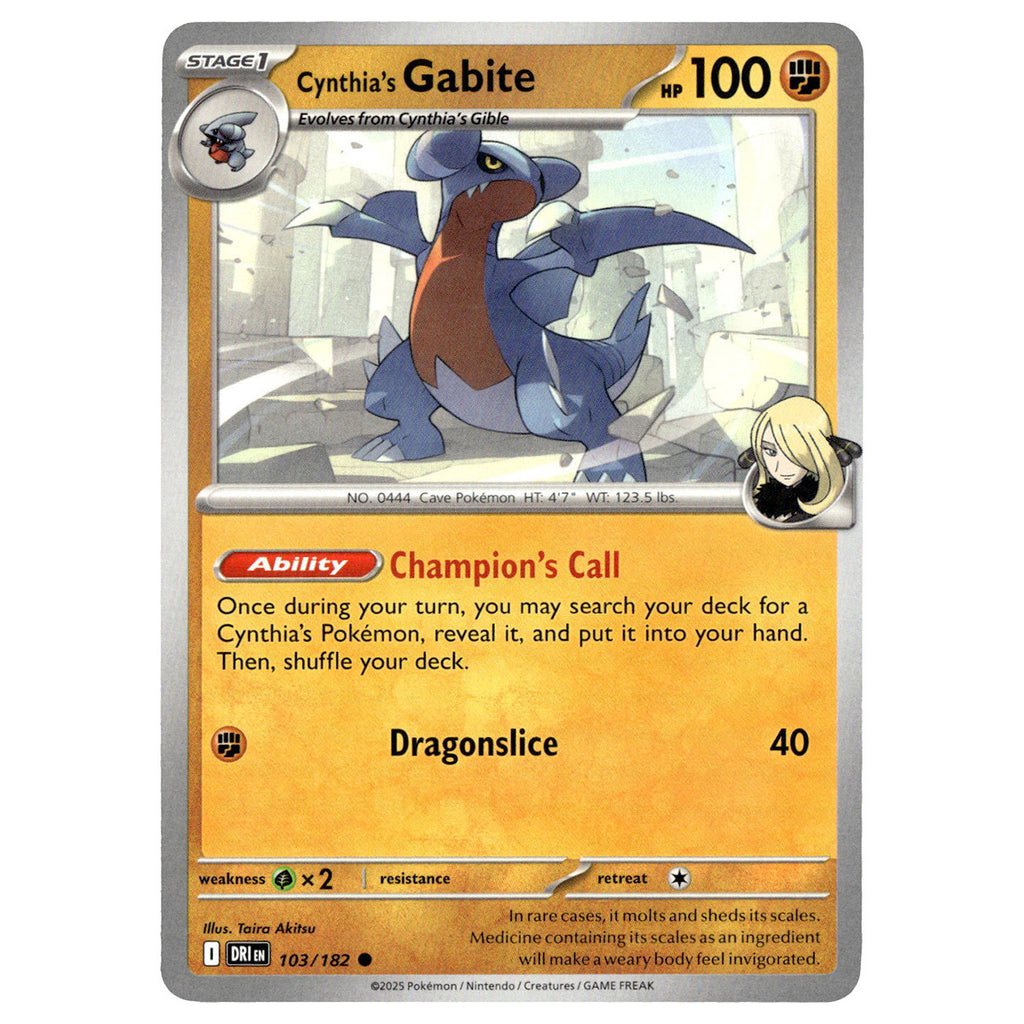 pokemon gabite card Cynthia's Gabite #103/182 Pokémon SV10: Destined Rivals — Booghe