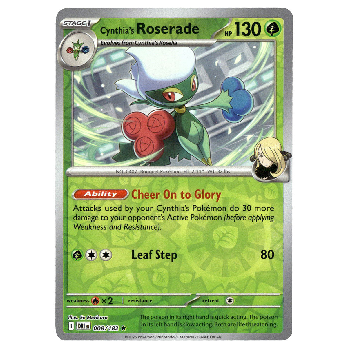 Cynthia's Roserade #008/182 Pokémon SV10: Destined Rivals Reverse Holo ...