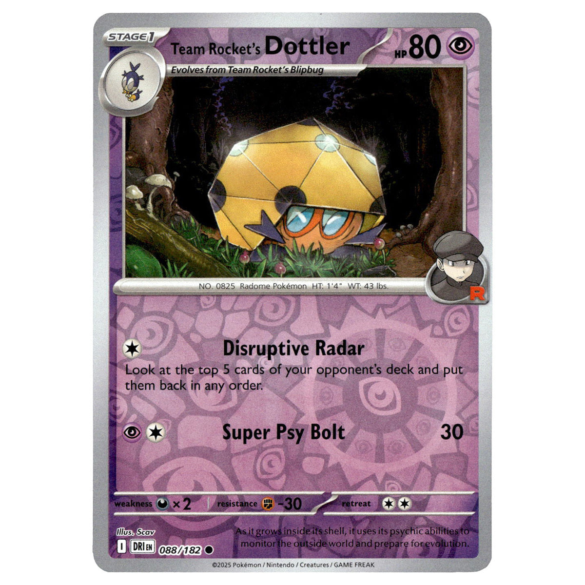 Team Rocket's Dottler #088/182 Pokmon SV10: Destined Rivals Reverse H Booghe Team Rocket's Dottler #088/182 Pokmon SV10: Destined Rivals Reverse H Booghe