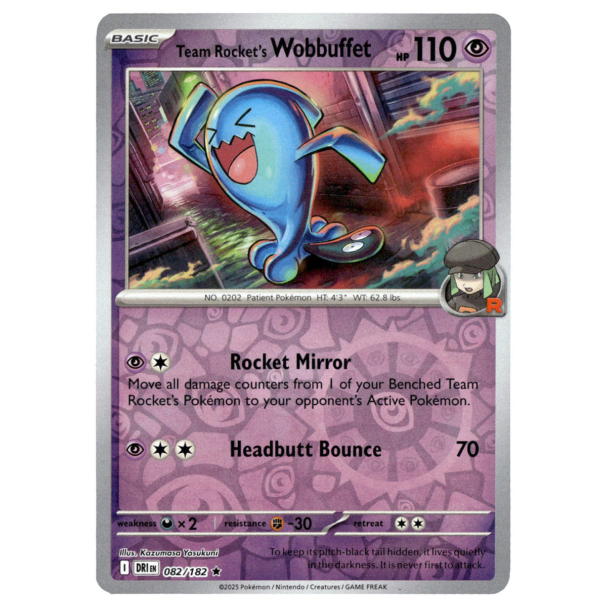 Team Rocket's Wobbuffet #082/182 Pokémon SV10: Destined Rivals Reverse ...