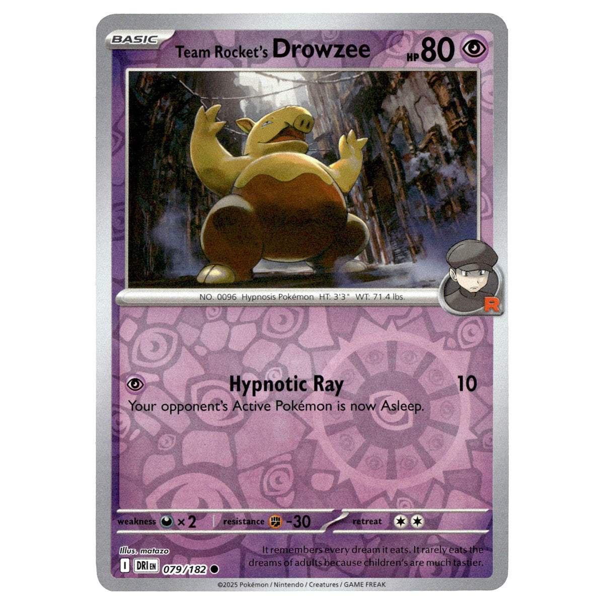 Team Rocket's Drowzee #079/182 Pokémon SV10: Destined Rivals Team Rocket's Drowzee #079/182 Pokémon SV10: Destined Rivals