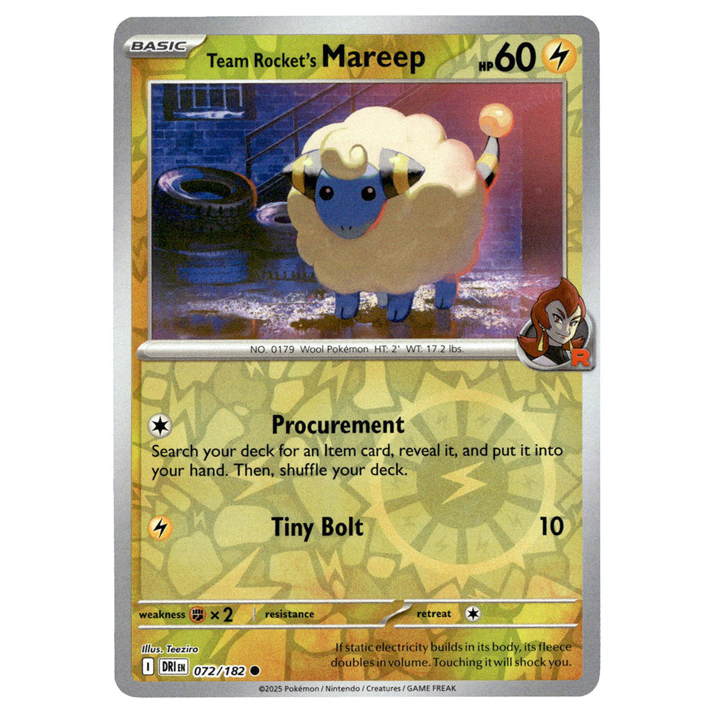Team Rocket's Mareep #072/182 Pokémon SV10: Destined Rivals Reverse Ho —  Booghe