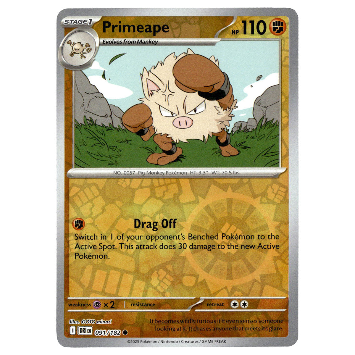 Primeape #091/182 Pokmon SV10: Destined Rivals Reverse Holo  Booghe