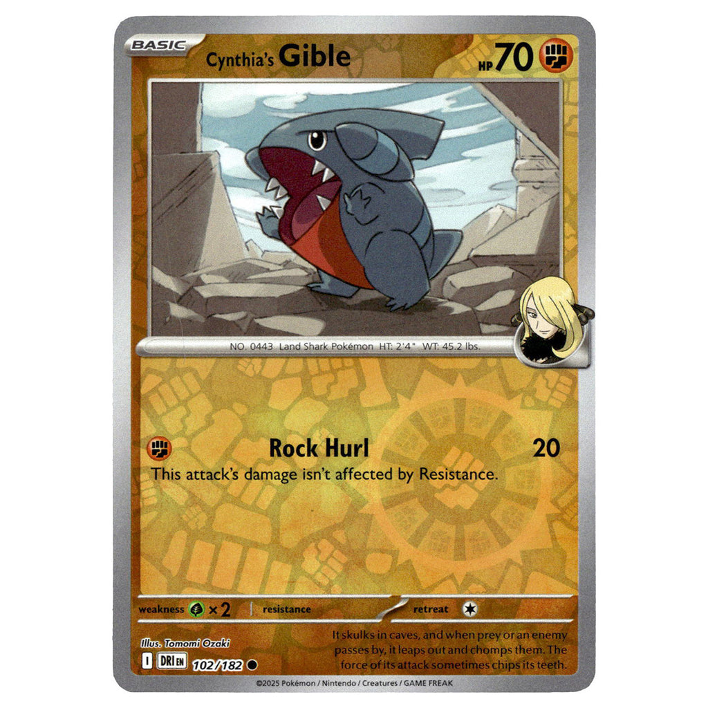 Cynthia's Gible #102/182 Pokémon SV10: Destined Rivals Reverse Holo — Booghe
