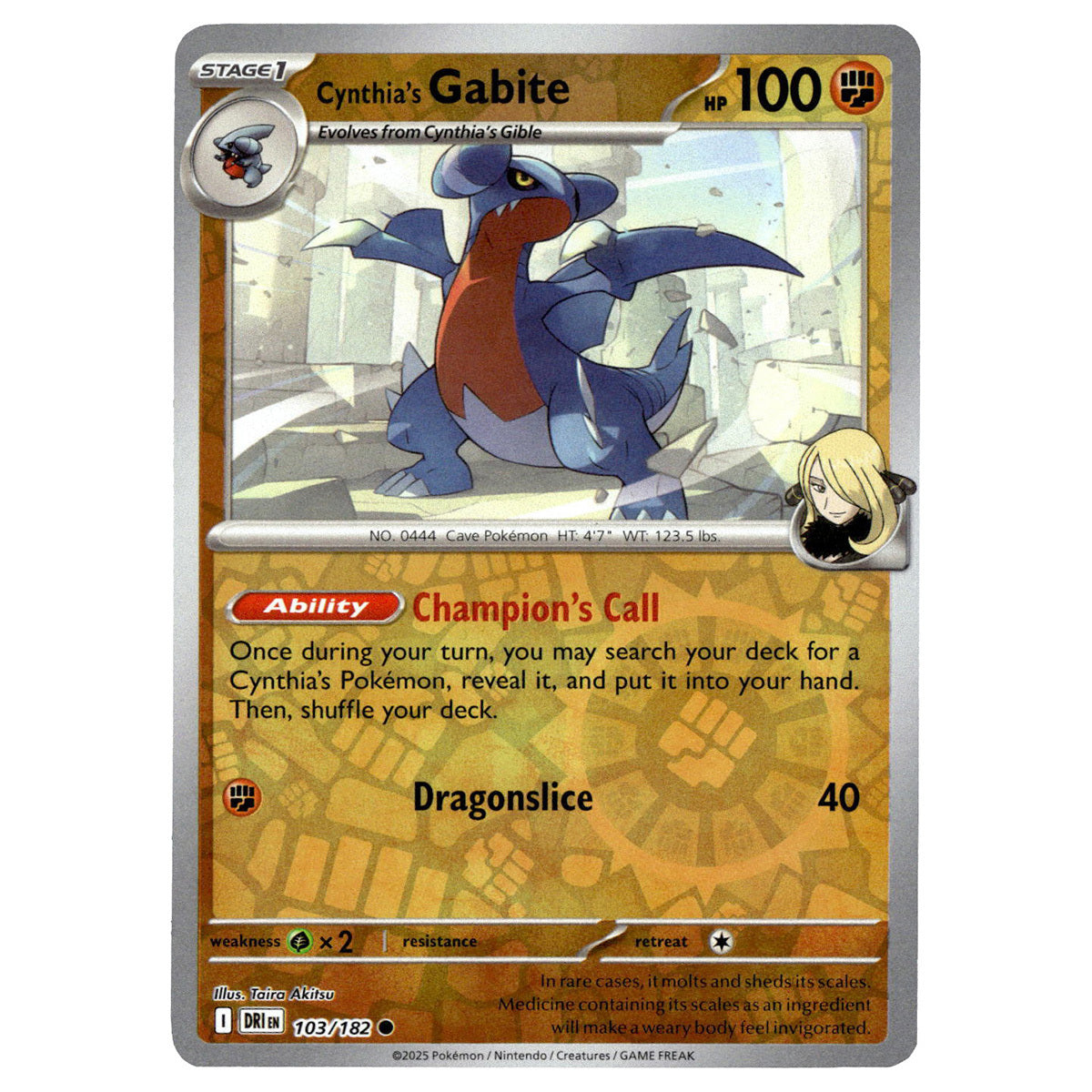 Cynthia's Gabite #103/182 Pokémon SV10: Destined Rivals Reverse Holo —  Booghe